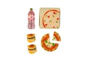 Dukke, bamse og udstyr - Micki Lundby junkfood med burger, drik, skåret pizza & pizzaæske - 18420
