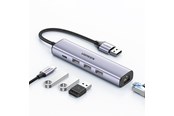 USB hub - UGREEN CM475 Multifunction HUB / USB 3.0 - 3 x USB / 1x Eth. RJ-45 / USB-C PD USB hub - USB 3.0 - 4 ports - Grå - 60554