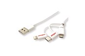 USB kabel - Roline - USB cable - USB to Lightning/Micro-USB Type B/USB-C - 1 m - 11.02.8329