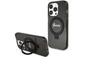 Mobil - Covers & Cases - GUESS Ring Stand Script Glitter MagSafe case for iPhone 15 Pro - black - 3666339156343