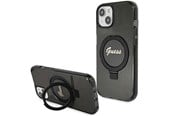 Mobil - Covers & Cases - GUESS Ring Stand Script Glitter MagSafe Case for iPhone 15 Plus / 14 Plus - Black - 3666339156336