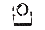 Tastatur - Keychron Spiralformet Aviator USB 8K kabel med vinklet stik (Black) - Tastaturkabel - Sort - Cab-53