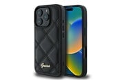 Mobil - Covers & Cases - GUESS Quilted Metal Logo iPhone 16 Pro Case - Black - 3666339345068