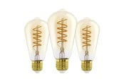 Lyskilder - EGLO LED pære E27 ST64 AMBER 2200K 500LM 3STK E27 - 113142