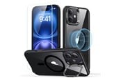 Mobil - Covers & Cases - ESR Classic Hybrid Kickstand Halolock MagSafe Case Set + Tempered Glass for iPhone 16 - Black - 4894240243640