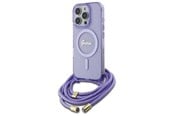 Mobil - Covers & Cases - GUESS Crossbody Cord Script MagSafe Case for iPhone 16 Pro - Purple - 3666339345860