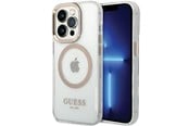 Mobil - Covers & Cases - GUESS Metal Outline MagSafe case for iPhone 15 Pro - gold - 3666339196912