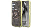 Mobil - Covers & Cases - GUESS 4G Glitter Triangle Buttons MagSafe Case for Samsung Galaxy S25 Brown - 3666339449599