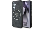 Mobil - Covers & Cases - GUESS 4G Glitter Triangle Buttons MagSafe Case for Samsung Galaxy S25 Plus Black - 3666339449575