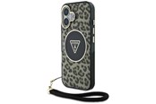 Mobil - Covers & Cases - GUESS HC IML Leopard Triangle Cord Strap MagSafe iPhone 16 Case - Brown - 3666339432614