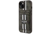 Mobil - Covers & Cases - GUESS 4G Stripes case with Magsafe wallet for iPhone 15 brown - 3666339452346