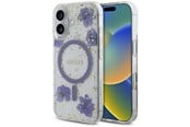 Mobil - Covers & Cases - GUESS Resin Flowers Glitter MagSafe case for iPhone 16 - purple - 3666339354251