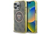 Mobil - Covers & Cases - GUESS IML Metal Glitter 4G Circle Triangle MagSafe Case for iPhone 16 Pro - Brown - 3666339430238