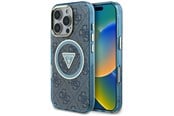 Mobil - Covers & Cases - GUESS IML Metal Glitter 4G Circle Triangle MagSafe Case for iPhone 16 Pro - Blue - 3666339430382