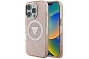 Mobil - Covers & Cases - GUESS IML Metal Glitter 4G Circle Triangle MagSafe Case for iPhone 16 Pro - Pink - 3666339430535