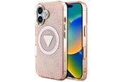Mobil - Covers & Cases - GUESS IML Metal Glitter 4G Circle Triangle MagSafe case for iPhone 16 - pink - 3666339430511