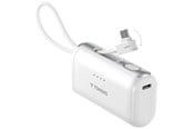 Powerbank - Torras PocketVolt 5K powerbank with built-in USB-C Cable - 22.5W PD - White - 5000 mAh - X00PB14002