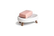 Boligindretning - Simiu - Soap dish - sæbeholder - Hvid-marmor/lerbrun - 5714255019407