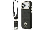 Mobil - Covers & Cases - GUESS 4G Srtass Logo & Big Strap Metal Buttons MagSafe Case for iPhone 17 Pro Max - Black - 3666339550837