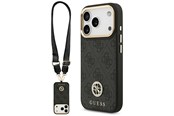 Mobil - Covers & Cases - GUESS 4G Strass Logo & Big Strap Metal Buttons MagSafe Case for iPhone 17 Pro - Black - 3666339550820