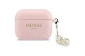Mobil - Andet Tilbehør - GUESS Silicone 4G Charm Case for AirPods Pro 3 Pink - 3666339574871