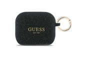 Mobil - Andet Tilbehør - GUESS Silicone Glitter Ring Case for AirPods Pro 3 - Black - 3666339577452