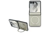 Mobil - Covers & Cases - GUESS Magnetic Ring Stand Grained Classic Logo MagSafe case for Samsung Galaxy Z Flip 8 - beige - 3666339662790