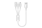 USB kabel - SiGN 3-in-1 Cable 0.25m - Lightning - USB-C - Micro-USB 5V - 3A - White - SN-3in1CABWH