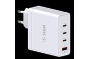 Mobil - Adaptere & Opladere - SiGN Fast Charger GaN 140W 3x USB-C / 1x USB-A - White - SN-140W
