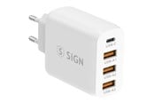 Mobil - Adaptere & Opladere - SiGN Fast Charger USB-C & 3xUSB-A - PD & QC 3.0 - 36W - White - SN-A4Q
