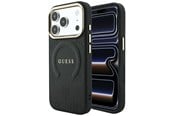 Mobil - Covers & Cases - GUESS Saffiano Peony & Ring MagSafe case for iPhone 17 Pro / 18 Pro - black - 3666339654504