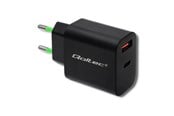 Mobil - Adaptere & Opladere - Qoltec 51713 USB-C oplader til stikkontakt - 18 W - sort - 51713