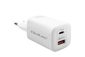 Mobil - Adaptere & Opladere - Qoltec GaN ULTRA 50765 strømadapter - 65 W USB-C PD & USB-A QC 3.0 - Hvid - 50765