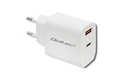 Mobil - Adaptere & Opladere - Qoltec Strømadapter 51714 - 18 W USB-C PD & USB QC 3.0 - Hvid - 51714