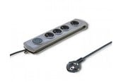 Strømkabel (ekstern) - Qoltec Quick switch 50163 Overspændingsbeskytter - 4 udtag - 1.5 m ledning - Grå - 50163