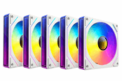 Kabinet Køler - DUTZO INF 120 PWM ARGB Reverse (5-pack) - Kabinet køler - 120mm - Hvid med RGB - 28 dBA - 8501027