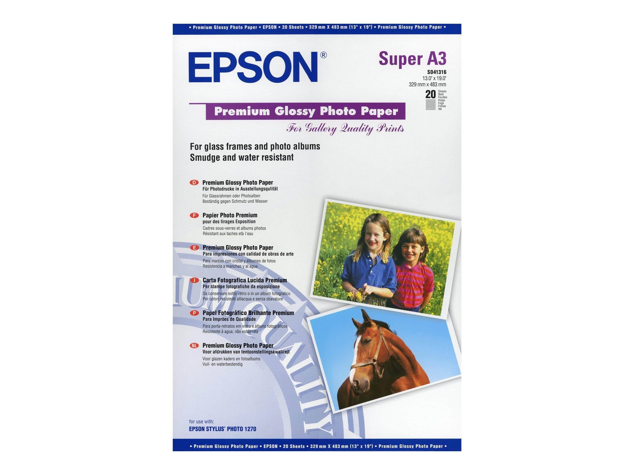 Epson Glossy photo paper inkjet 250g/m2 A3+ Fotopapir C13S041316