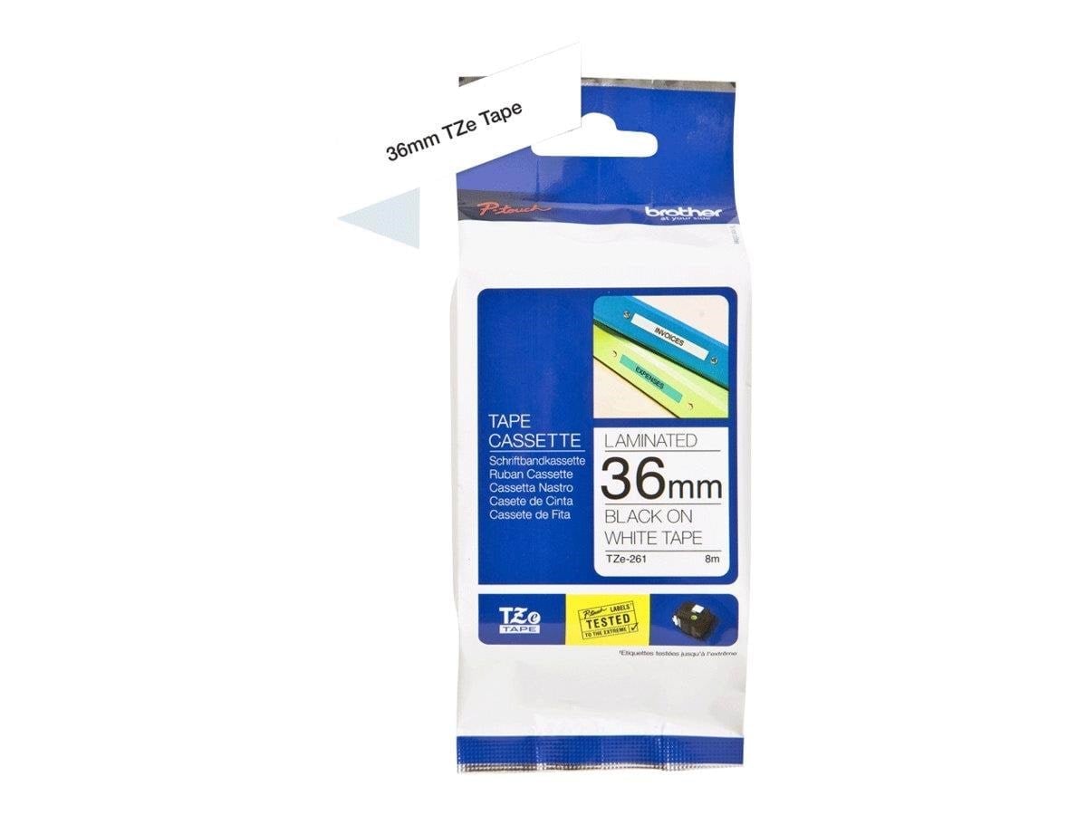 Brother Tape Sort tekst hvid tape 36mm Fotopapir TZ-261