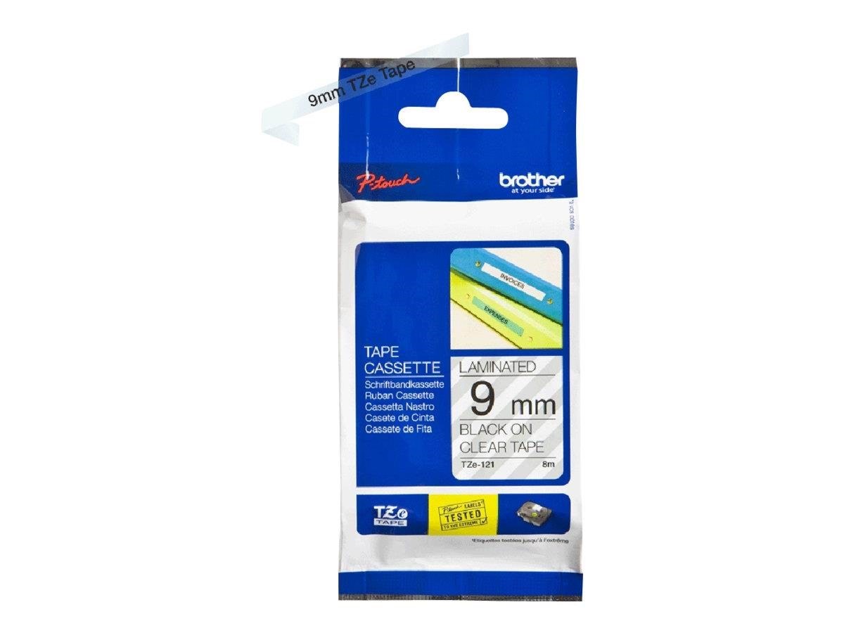 Brother TZ121 - Black On Clear - Roll (0.9 cm x 8 m) Fotopapir