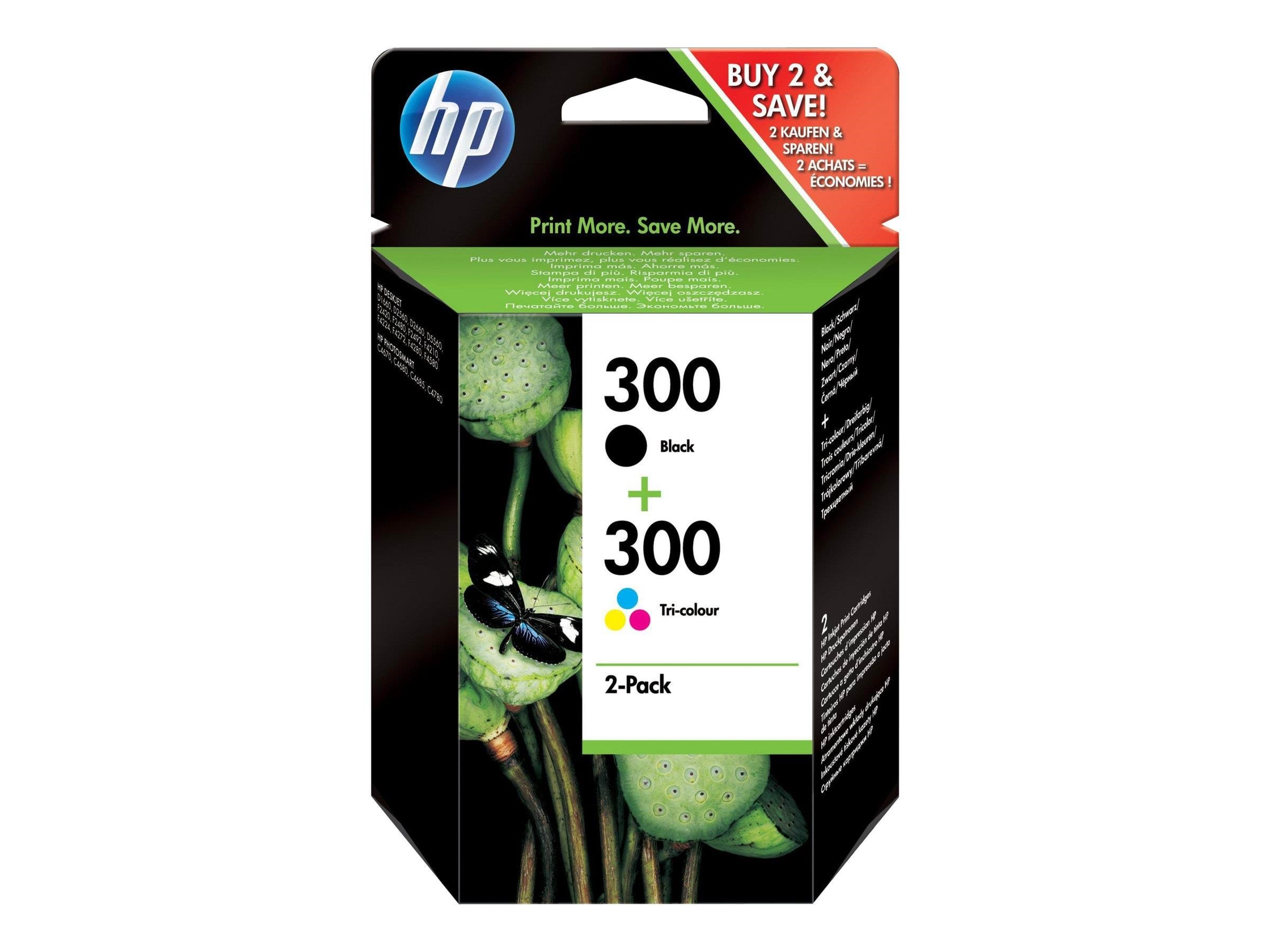 HP 300 / CN637EE - Combo Pack - Black - (Cyan Magenta Cyan) Ink - Blækpatron Dye-based tricolor