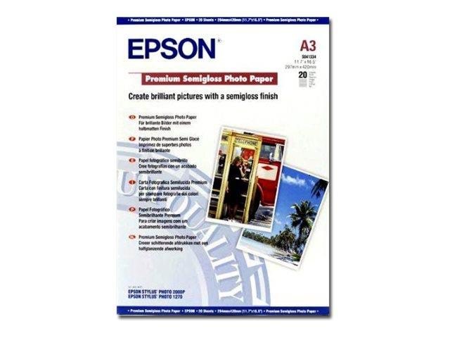 Epson A3 Semi-Gloss Premium Photo Paper Fotopapir C13S041334