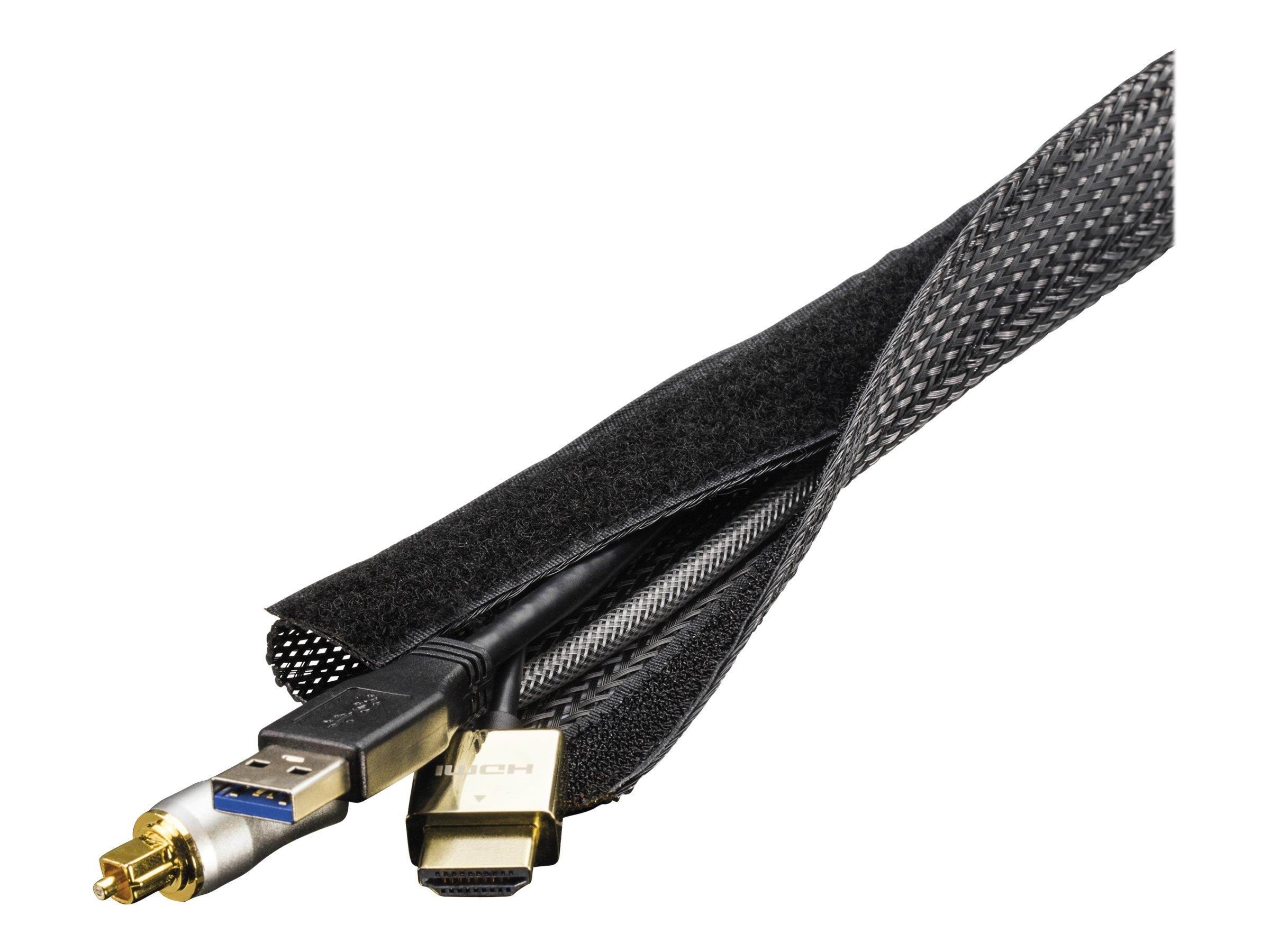 Deltaco Hook and loop cable wrap 1.8m Kabel Organisering Sort LDR08