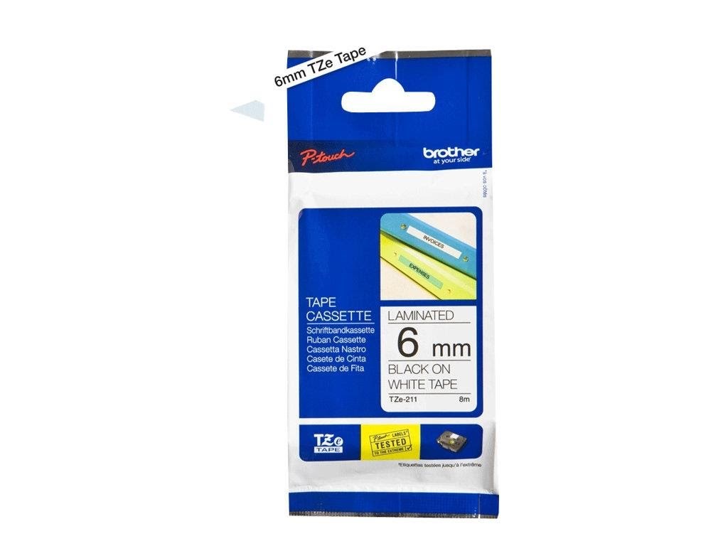 Brother TZE211 - black on white Roll (0.6 cm x 8 m) Fotopapir