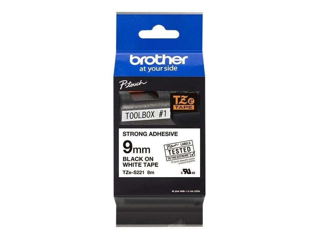 Brother TZES221 - - Black On White - Roll (0.9 cm x 8 m) Fotopapir