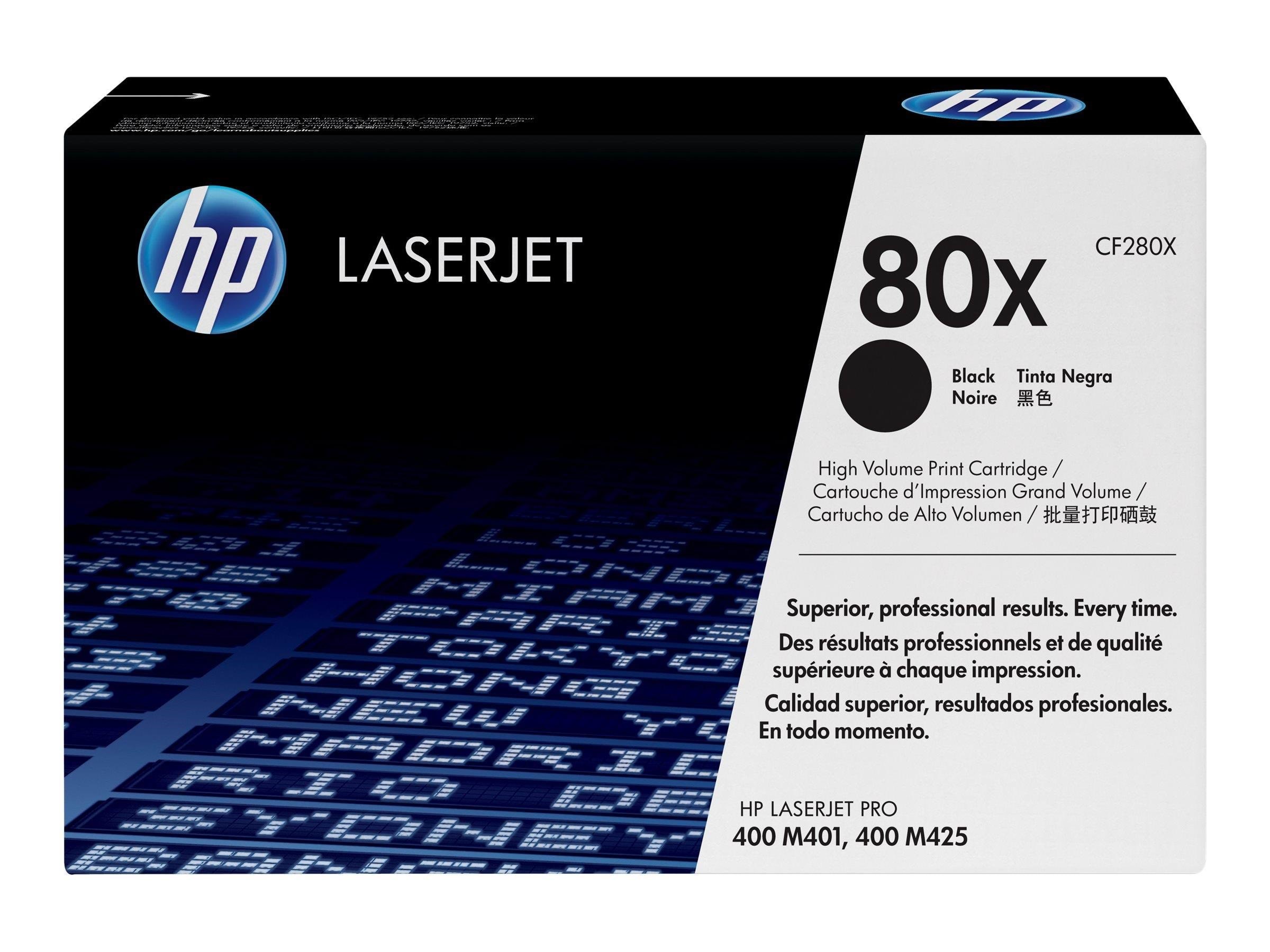 HP 80X / CF280X - High Capacity - Black Toner - Lasertoner Sort Printerpatron Og Toner