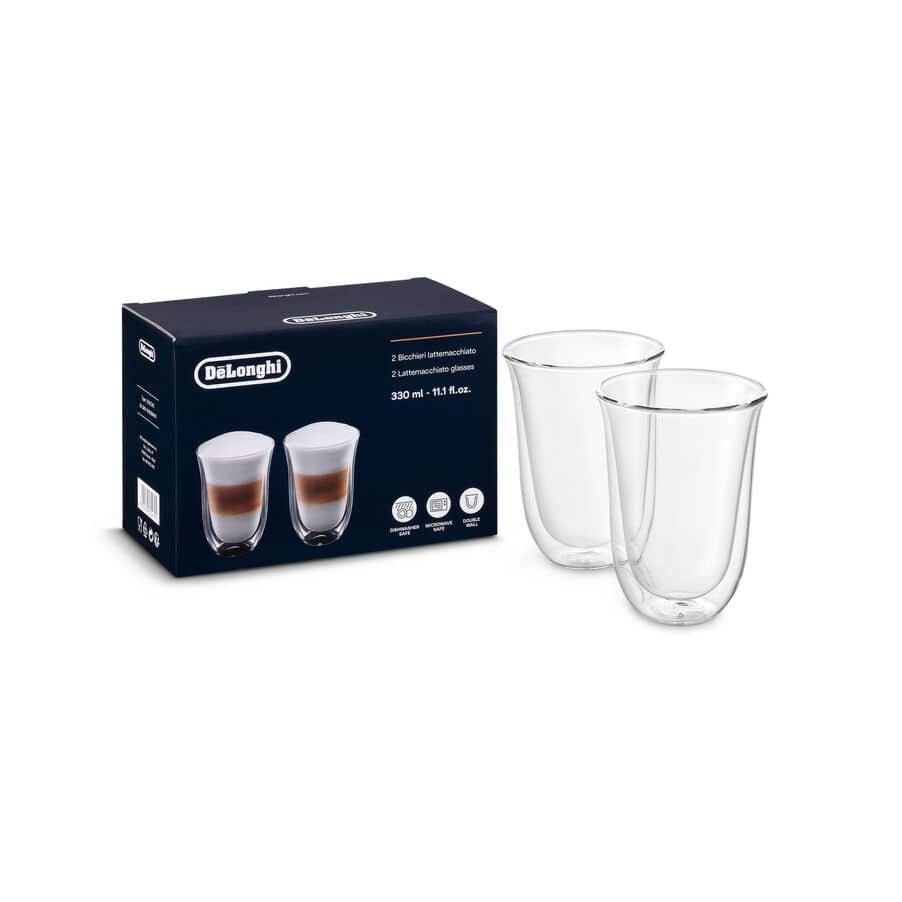 DeLonghi Dobbeltvæggede lattemacchiato-glas, 330 ml, sæt med 2 stk. Kaffemaskine Hvid 5513284171