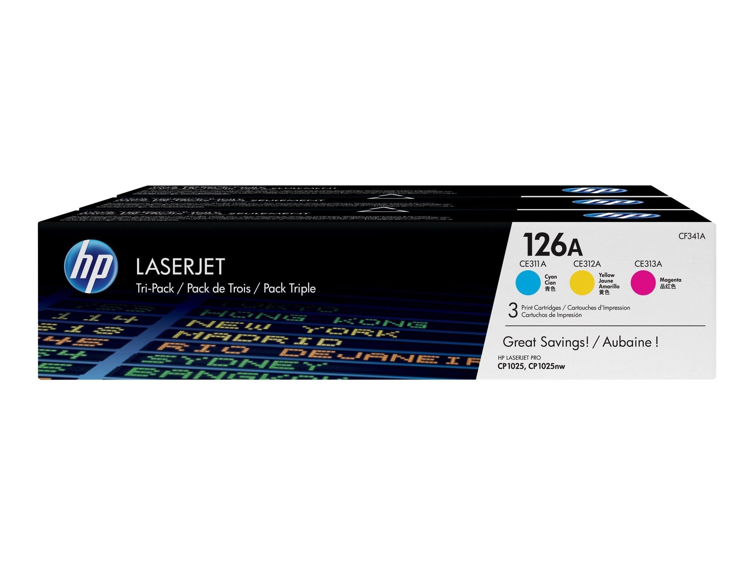 HP 126A / CF341A - 3-Pack Toner (Yellow Magenta Cyan) Printerpatron Og Toner
