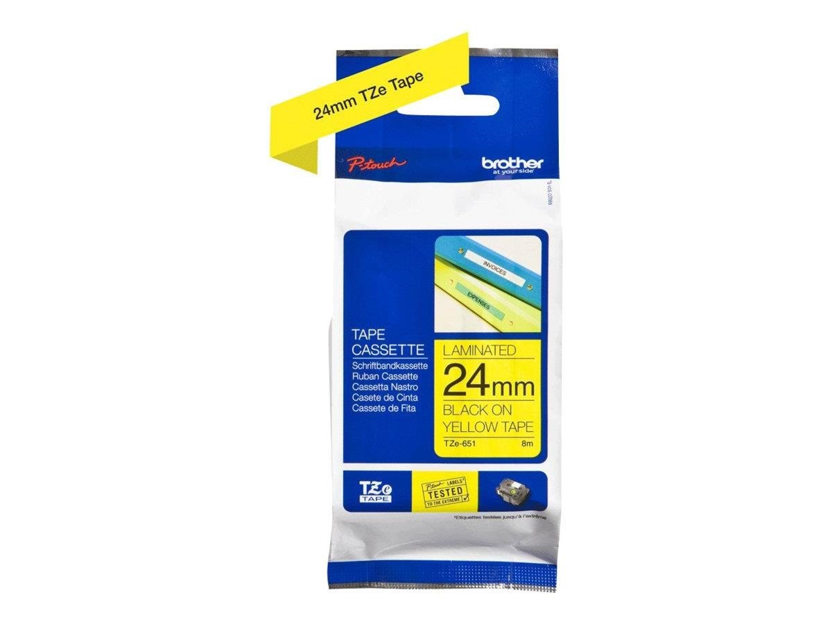 Brother TZE651 / TZe-651 Black on Yellow Ribbon (24mm x 8m) Fotopapir