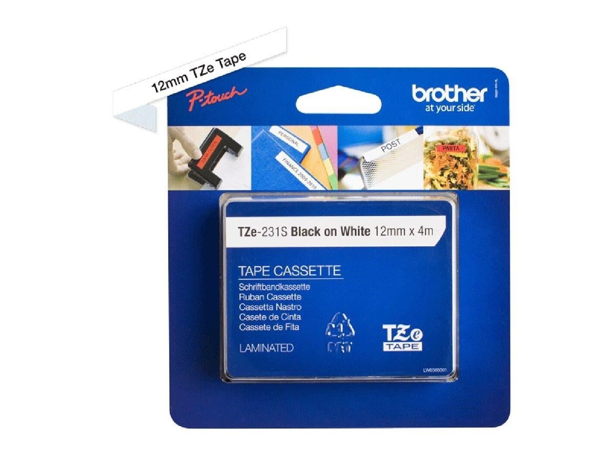Brother TZe-231S 12mm Black on White Tape 4m Fotopapir TZE231S