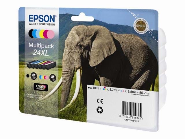 Epson 24XL High Capacity 6-Pack (Black Yellow Cyan Magenta Light-Magenta Light-Cyan) Ink - Blækpatron Cyan, Magenta, Gul, Lys Cyan, Lys Magenta 